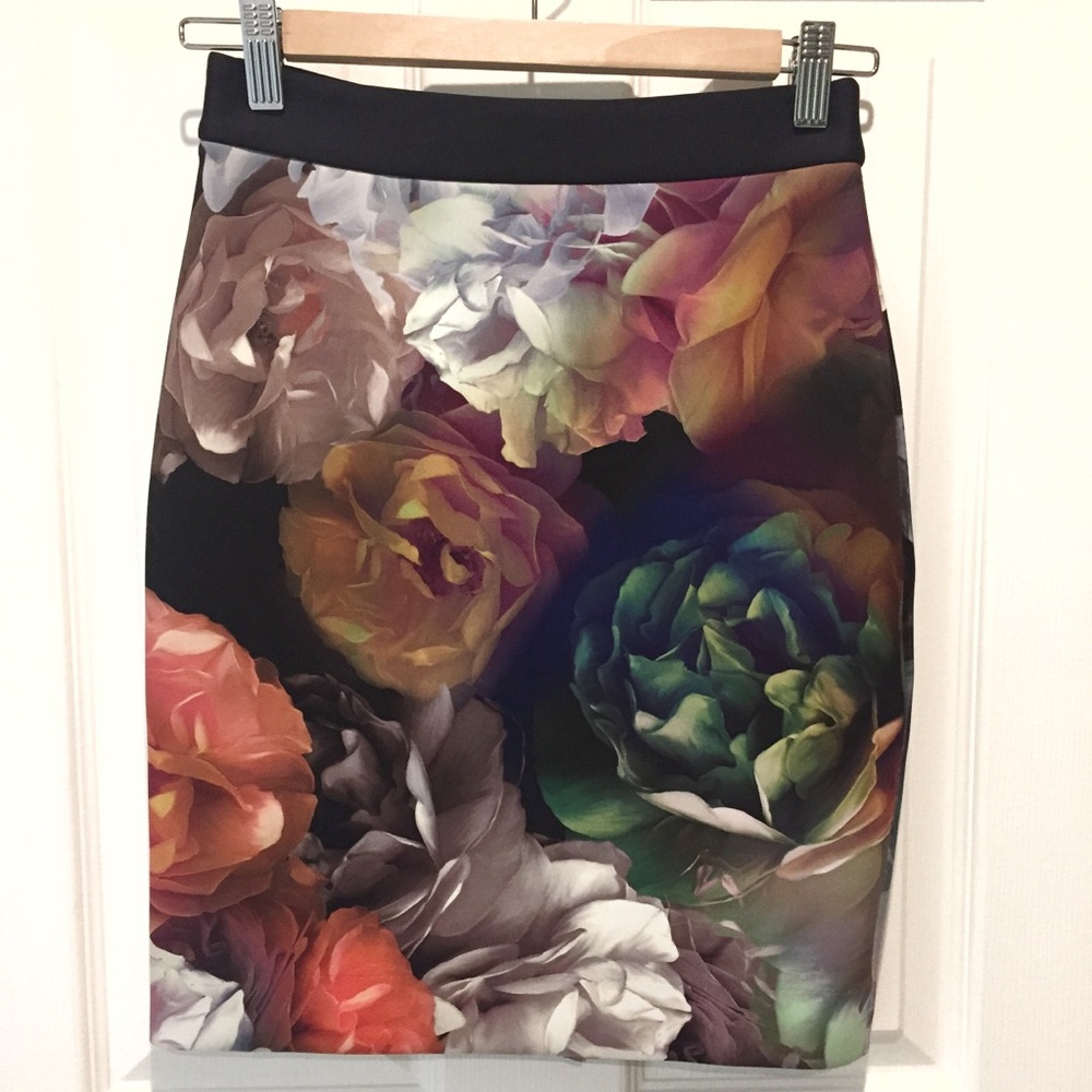 Ted Baker Technicolour Bloom Pencil Skirt - Size 0